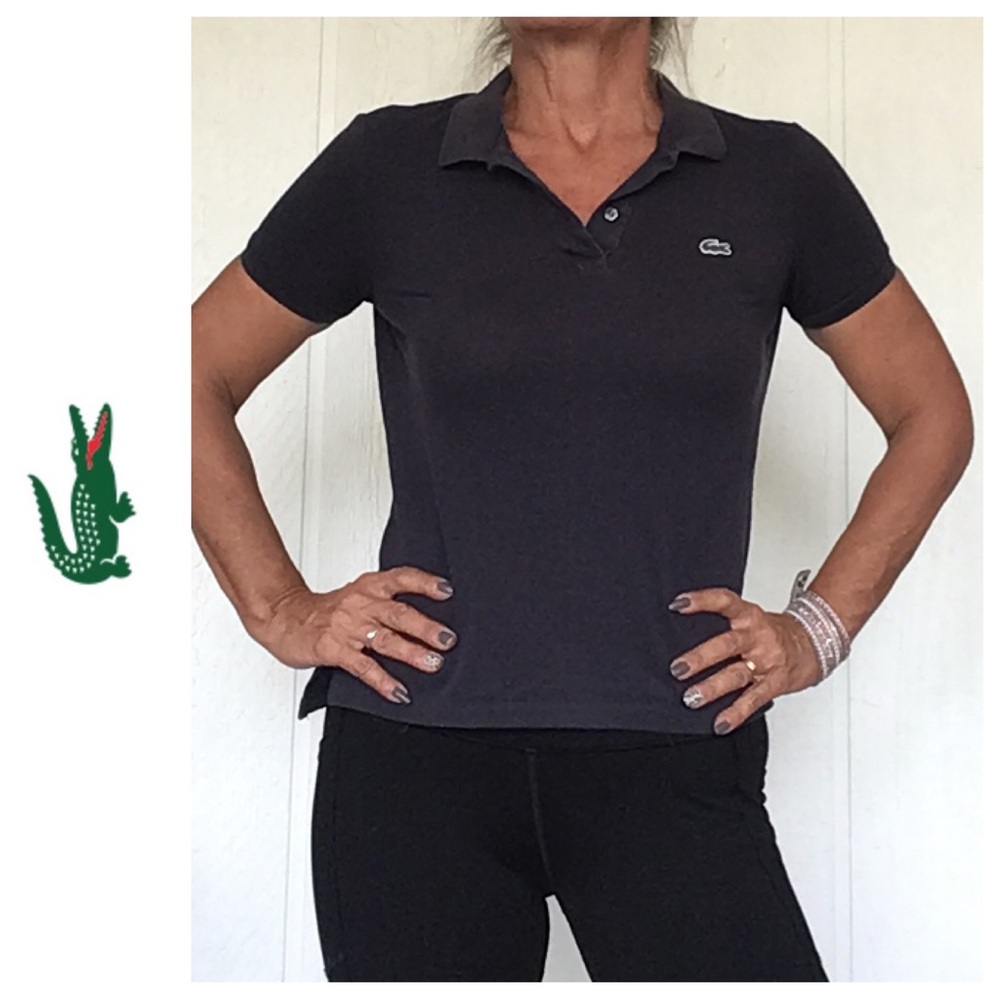 LACOSTE NAVY BLUE 2 BUTTON POLO SHIRT SIZE 4